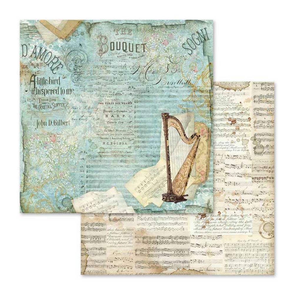 Stamperia Music 12x12 Inch Paper Pack SBBL48 for Scrapbooking