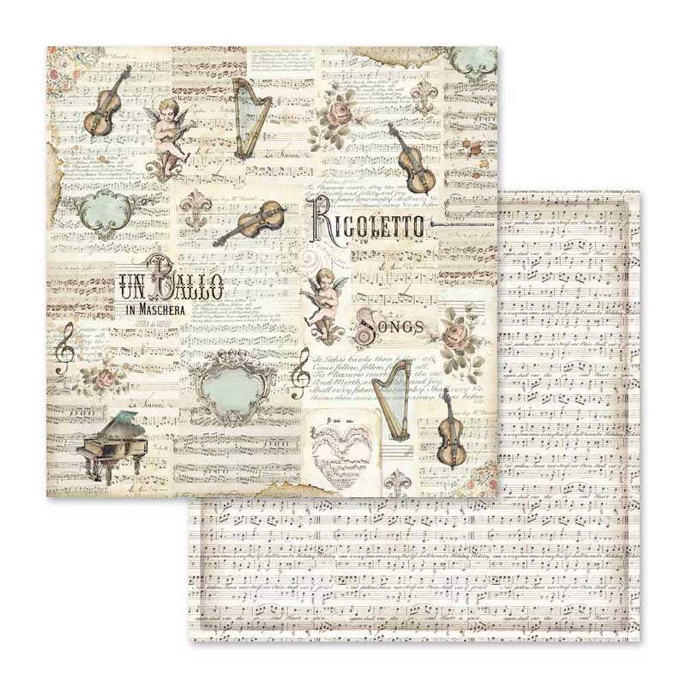 Stamperia Music 12x12 Inch Paper Pack SBBL48 for Scrapbooking