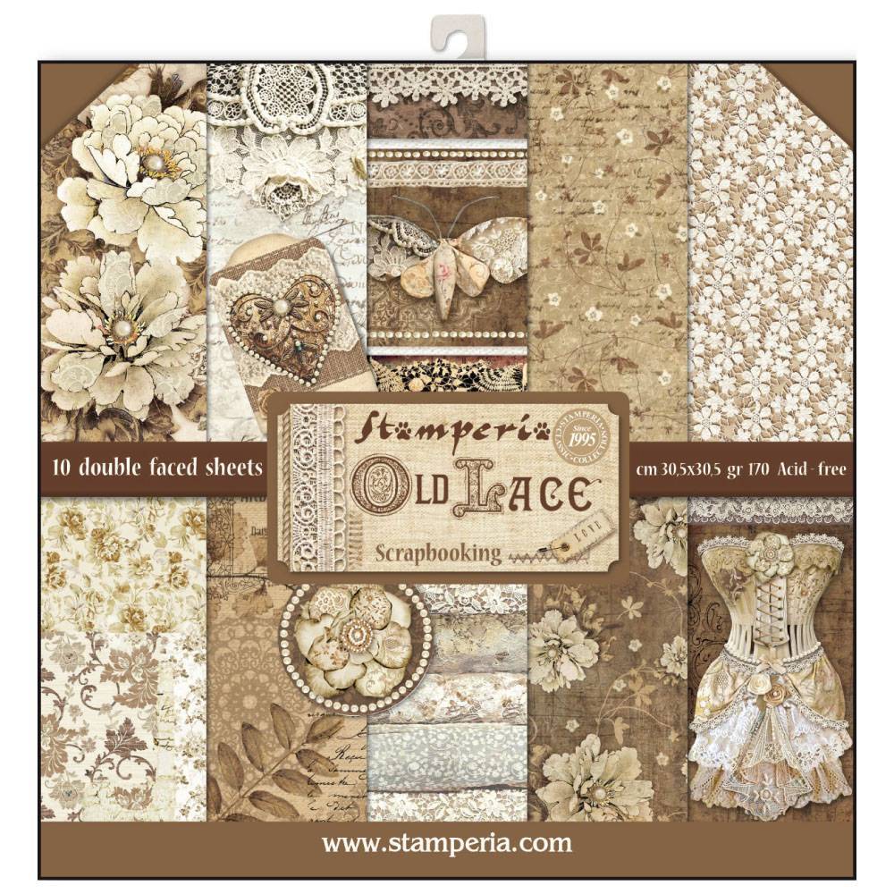 Stamperia Old Lace 12x12 Inch Paper Pack SBBL32 for Scrapbooking