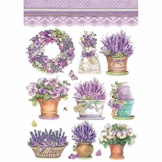 Stamperia Rice Paper A4 Lavender Vase (DFSA4456) for Decoupage