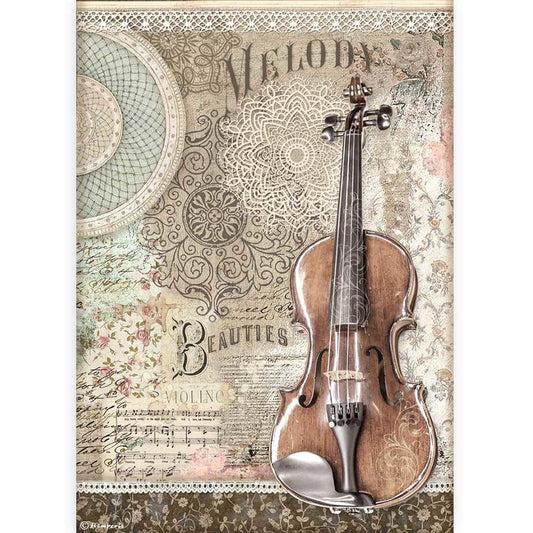 Stamperia Rice Paper A4 Passion Violin (DFSA4538)