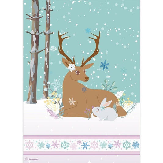 Stamperia Rice Paper A4 Reindeer & Rabbit (DFSA4421) for Decoupage