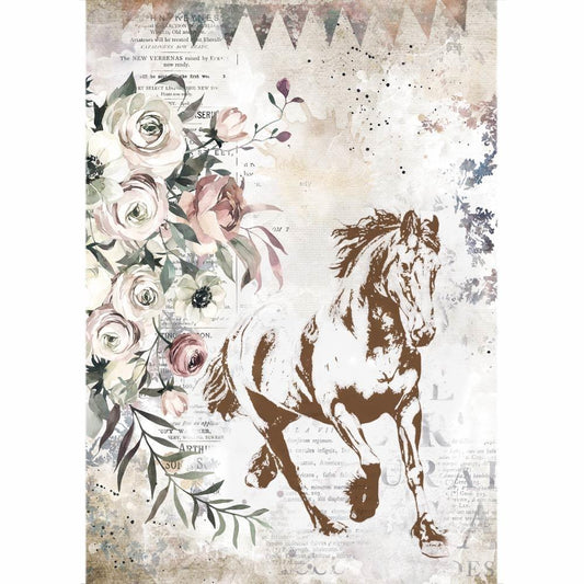 Stamperia Rice Paper A4 Romantic Horses Running Horse (DFSA4579)