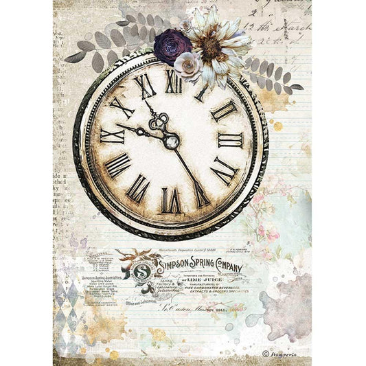 Stamperia Rice Paper A4 Romantic Journal Clock (DFSA4555)