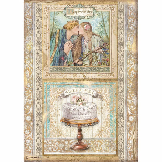 Stamperia Rice Paper A4 Sleeping Beauty Cake Frame (DFSA4573) for Decoupage