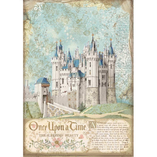 Stamperia Rice Paper A4 Sleeping Beauty Castle (DFSA4569) for Decoupage