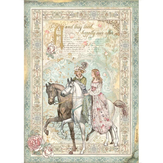 Stamperia Rice Paper A4 Sleeping Beauty Prince on Horse (DFSA4575) for Decoupage