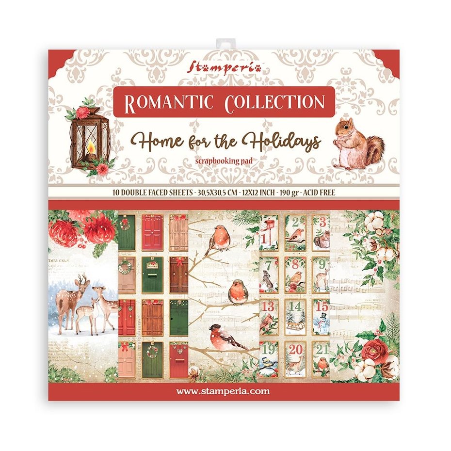 Stamperia Romantic Home for the Holidays 12x12 Inch Paper Pack (SBBL119)