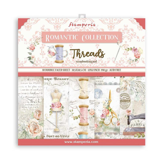 Stamperia Romantic Threads 12x12 Inch Paper Pack (SBBL88)