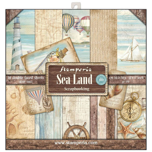 Stamperia Sea Land 12x12 Inch Paper Pack SBBL37