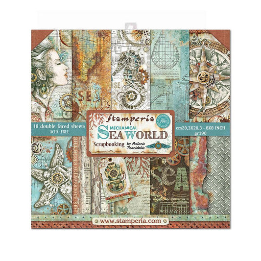 Stamperia Sea World 8x8 Inch Paper Pack (SBBS13) for Scrapbooking