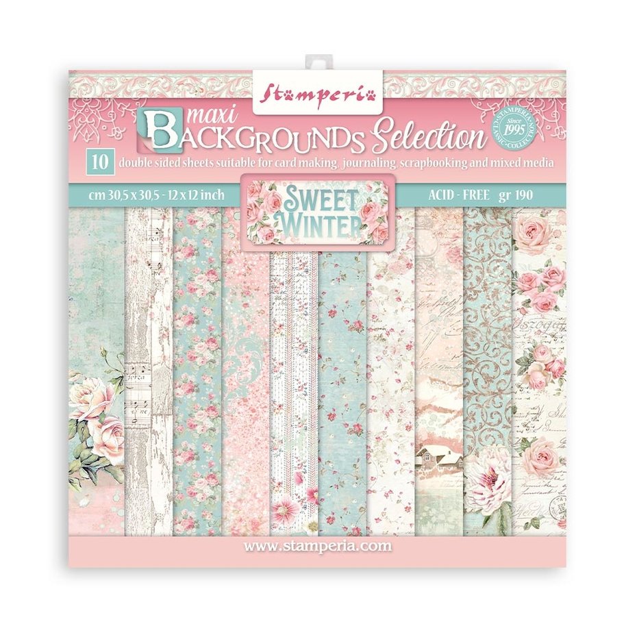 Stamperia Sweet Winter Maxi Background 12x12 Inch Paper Pack (SBBL124)